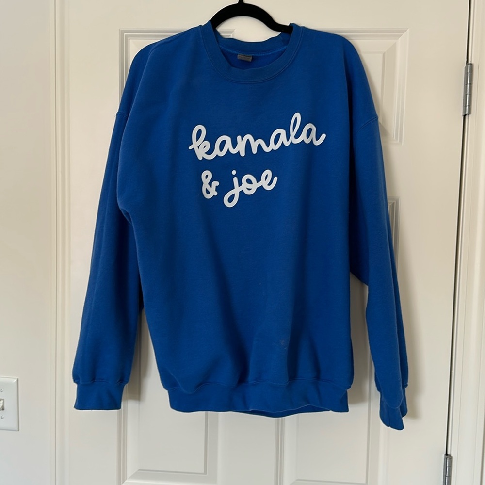 Unisex Gildan Blue XL Kamala And Joe Sweatshirt